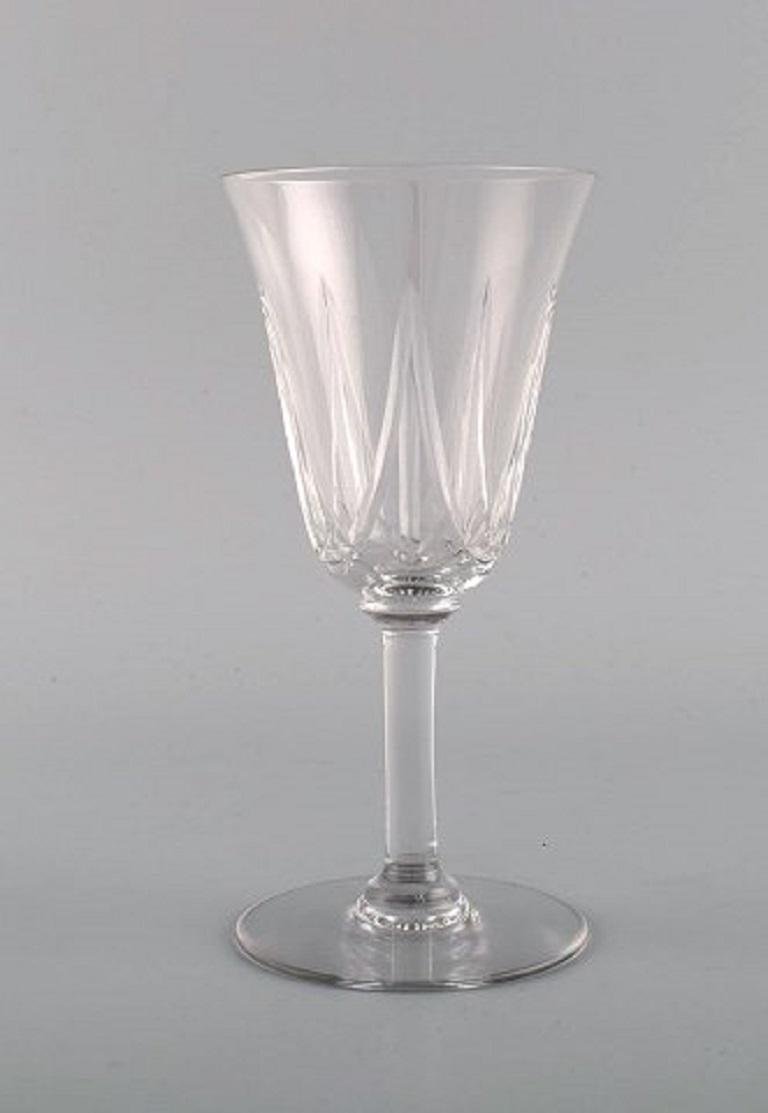 White Wine Glasses in Mouth-Blown Crystal Glass from St. Louis, Belgium, 1930s, Set of 3