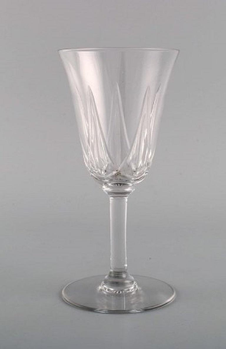 White Wine Glasses in Mouth-Blown Crystal Glass from St. Louis, Belgium, 1930s, Set of 3