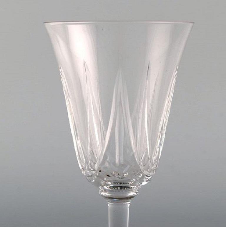 White Wine Glasses in Mouth-Blown Crystal Glass from St. Louis, Belgium, 1930s, Set of 3