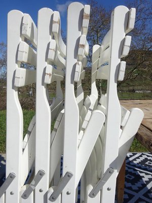 White Wooden Folding Chairs by Dejou, 1970, Set of 4-ABK-2018089