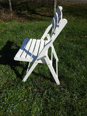 White Wooden Folding Chairs by Dejou, 1970, Set of 4-ABK-2018089