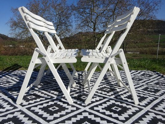 White Wooden Folding Chairs by Dejou, 1970, Set of 4-ABK-2018089