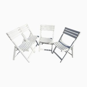 White Wooden Folding Chairs by Dejou, 1970, Set of 4-ABK-2018089