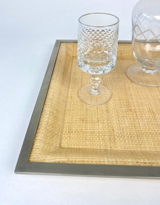 Wicker & Acrylic Serving Tray from Janetti, Italy, 1970s-LYQ-1171529