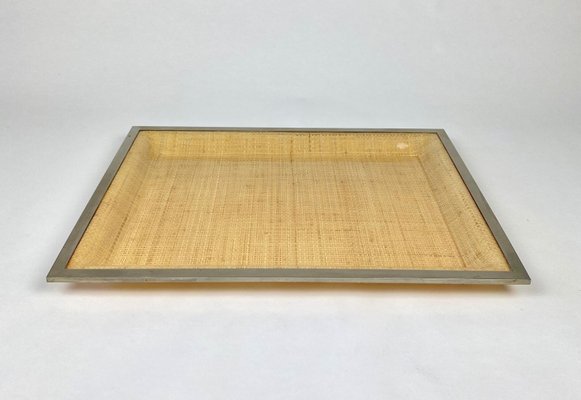 Wicker & Acrylic Serving Tray from Janetti, Italy, 1970s-LYQ-1171529