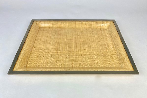 Wicker & Acrylic Serving Tray from Janetti, Italy, 1970s-LYQ-1171529