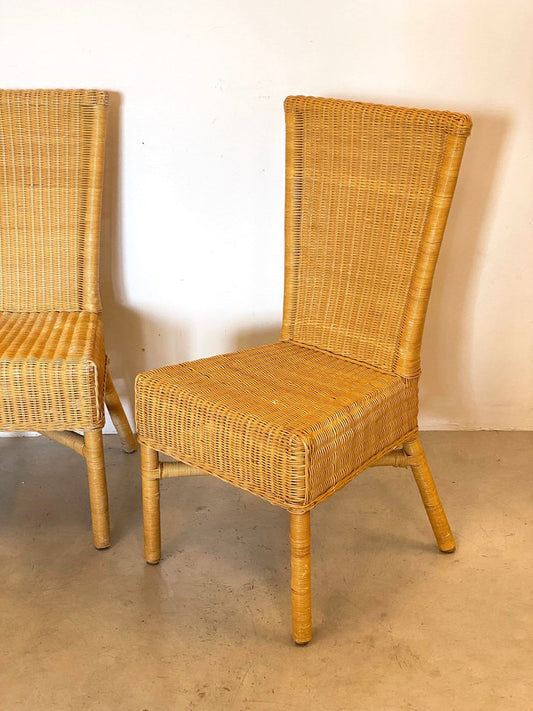 Wicker and Bamboo Chairs, 1970s, Set of 3