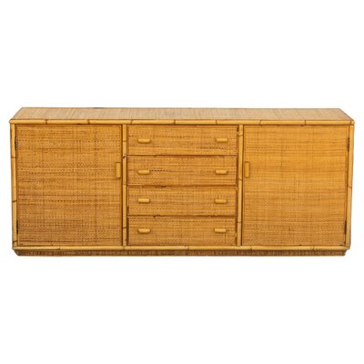 Wicker and Bamboo Chest of Drawers, 1970s-CGZ-1789625