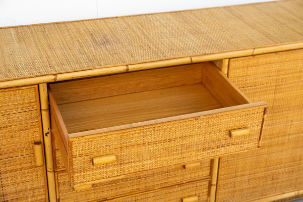 Wicker and Bamboo Chest of Drawers, 1970s-CGZ-1789625