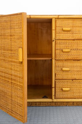 Wicker and Bamboo Chest of Drawers, 1970s-CGZ-1789625