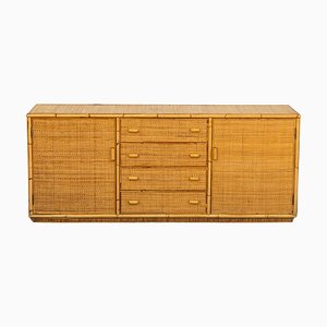 Wicker and Bamboo Chest of Drawers, 1970s-CGZ-1789625