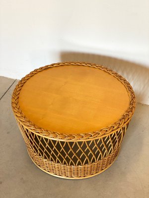 Wicker and Bamboo Coffee Table, 1970s-NPC-1069039