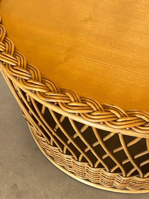 Wicker and Bamboo Coffee Table, 1970s-NPC-1069039