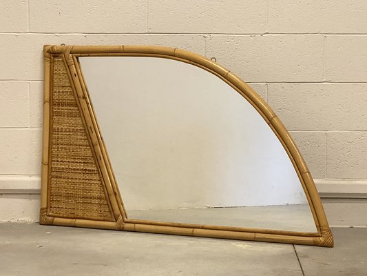 Wicker and Bamboo Mirror, 1970s-NPC-1334616