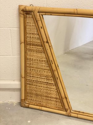 Wicker and Bamboo Mirror, 1970s-NPC-1334616