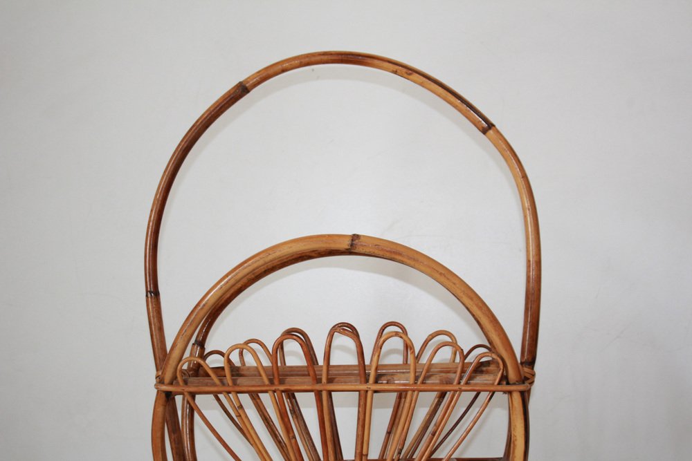 Wicker and Bamboo Porta Magazine Rack, 1960s