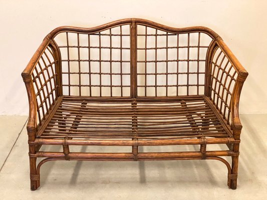 Wicker and Bamboo Sofa, 1970s-NPC-1180538