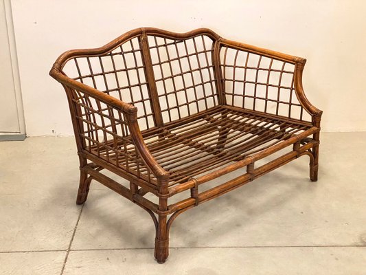 Wicker and Bamboo Sofa, 1970s-NPC-1180538