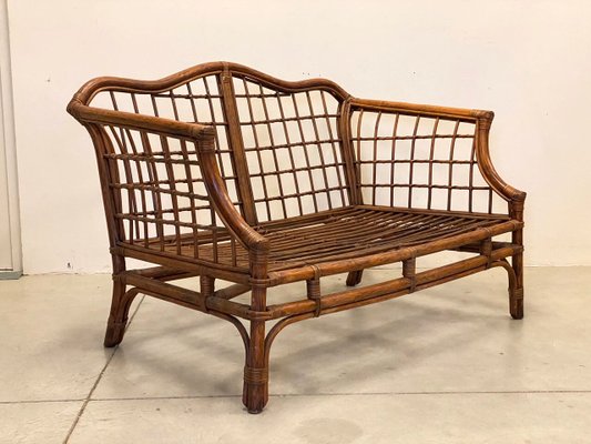 Wicker and Bamboo Sofa, 1970s-NPC-1180538