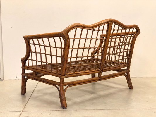 Wicker and Bamboo Sofa, 1970s-NPC-1180538