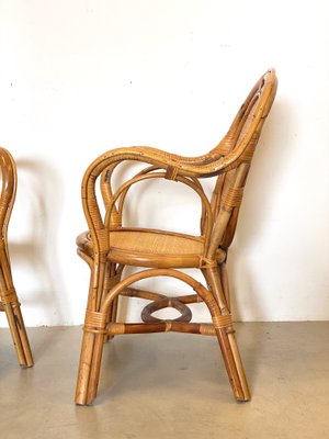 Wicker & Bamboo Armchairs, 1970s, Set of 2-NPC-1257168