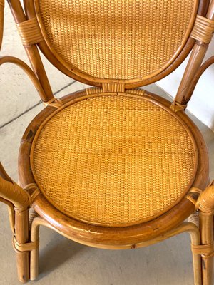 Wicker & Bamboo Armchairs, 1970s, Set of 2-NPC-1257168