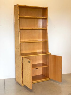 Wicker & Bamboo Bookshelf, 1970s-NPC-1257235