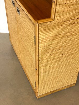 Wicker & Bamboo Bookshelf, 1970s-NPC-1257235