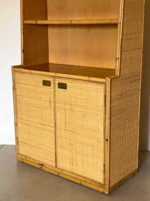 Wicker & Bamboo Bookshelf, 1970s-NPC-1257235