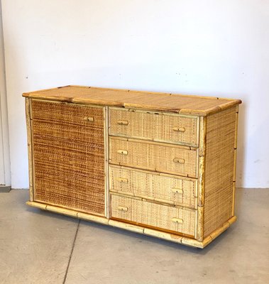 Wicker & Bamboo Credenza, 1970s-NPC-1254244