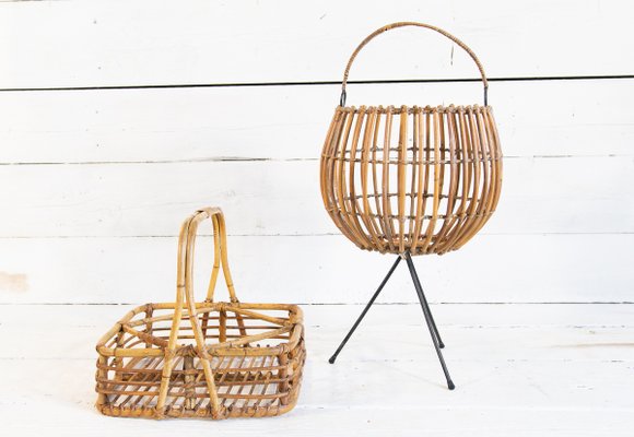 Wicker Basket Set, 1950s, Set of 2-EBW-2017290