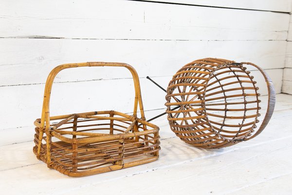 Wicker Basket Set, 1950s, Set of 2-EBW-2017290