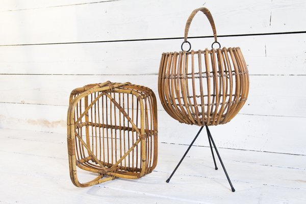 Wicker Basket Set, 1950s, Set of 2-EBW-2017290