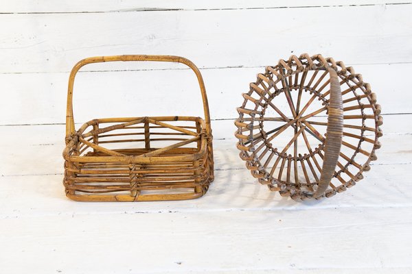 Wicker Basket Set, 1950s, Set of 2-EBW-2017290