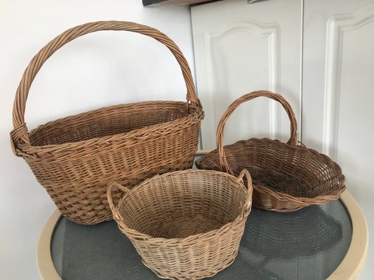 Wicker Baskets, 1970s, Set of 3-WQQ-1209511