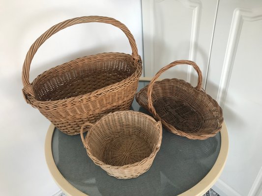 Wicker Baskets, 1970s, Set of 3-WQQ-1209511