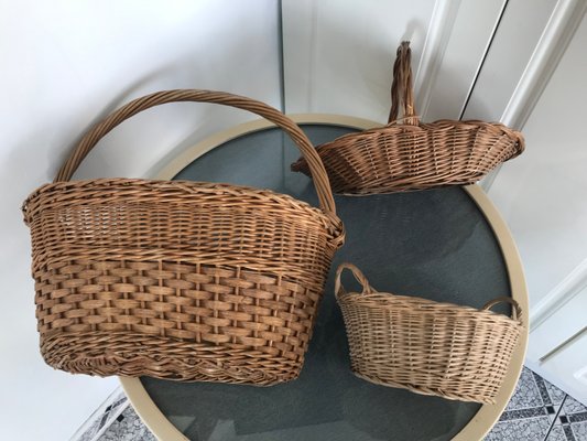 Wicker Baskets, 1970s, Set of 3-WQQ-1209511