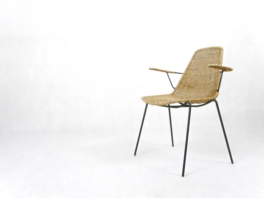 Wicker Chair by Campo e Graffi for Home Torino, Italy, 1950s-SAV-1079976