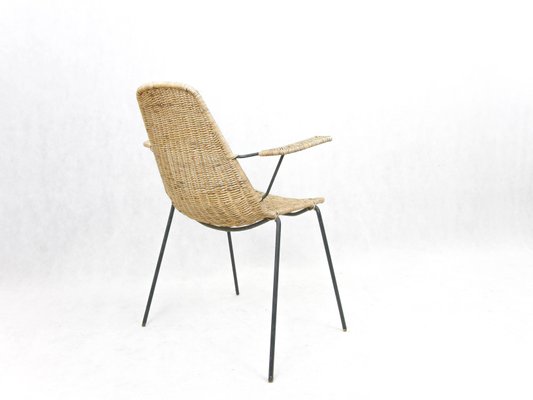 Wicker Chair by Campo e Graffi for Home Torino, Italy, 1950s-SAV-1079976