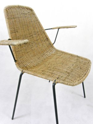 Wicker Chair by Campo e Graffi for Home Torino, Italy, 1950s-SAV-1079976