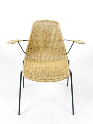 Wicker Chair by Campo e Graffi for Home Torino, Italy, 1950s-SAV-1079976