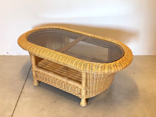 Wicker Coffee Table, 1980s-NPC-1254303