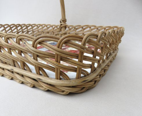 Wicker Decoration Tray with Handle, 1950s-EY-821611