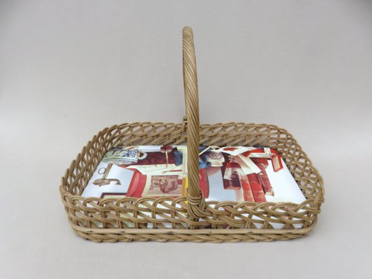 Wicker Decoration Tray with Handle, 1950s-EY-821611