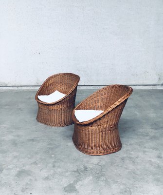 Wicker Egg Basket Lounge Chairs, 1950s, Set of 2-RQV-1761646