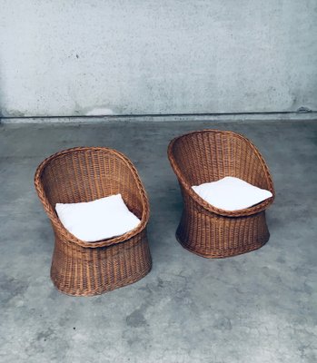 Wicker Egg Basket Lounge Chairs, 1950s, Set of 2-RQV-1761646