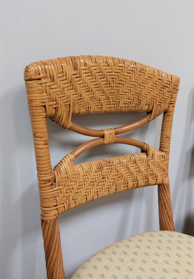 Wicker & Fabric Dining Chairs from Vivai del Sud, Italy, 1980s, Set of 4-ZST-1377166