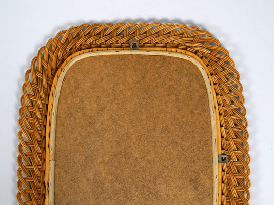 Wicker Framed Wall Mirror, 1960s-RR-560783