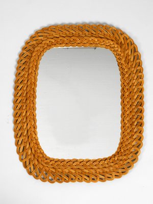 Wicker Framed Wall Mirror, 1960s-RR-560783