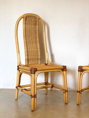 Wicker, Leather, and Bamboo Chairs, 1970s, Set of 2-NPC-1291145